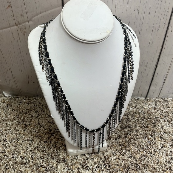 AEO Fringe Statement Necklace 18” Drop 36” tip to tip - Picture 1 of 10